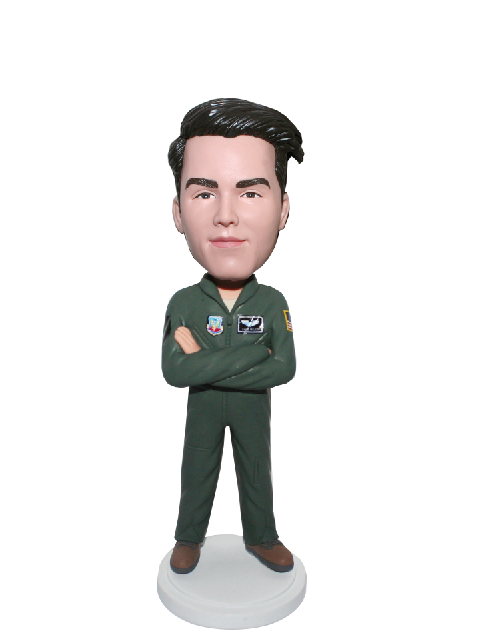 Personalized Bobblehead Pilot In Flight Suit With Arms Acrossed